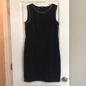 Talbots black dress with faux leather outline, 12
